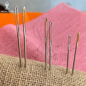 Aiguilles à tisser les cheveux à grand chas, en gros, professionnelles, en acier inoxydable doré, ensemble d'aiguilles à coudre droites, outils de fabrication de perruques - Product Image 3