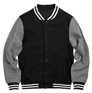 Nouvelle veste bomber universitaire en laine bleu roi et cuir noir, col montant, style universitaire, design streetwear, logo frontal - pour l'hiver - Product Image 2