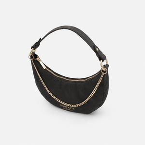 Black OrganicLeather Eco-Friendly Durable Fashion Crescent Sling Shoulder Bag Chain Strap <b>Zip</b> Hobo <b>Purse</b> Women Outdoor Custom - Product Image 4