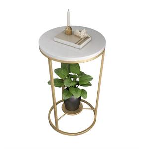 <b>White</b> Gold Double Layer Metal Coffee <b>Table</b> Modern Storage <b>Side</b> <b>Table</b> for Living Room Bedroom Bathroom Decor - Product Image 1