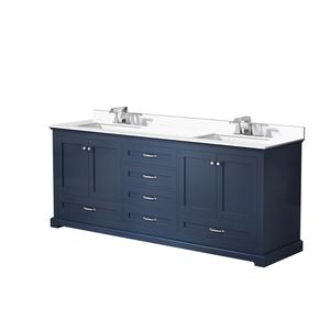 Blu navy 80 pollici. L X 22 Pollici Mobile Bagno Doppio con Top in Quarzo Bianco e Set Rubinetto per Vanità da Bagno - Product Image 4