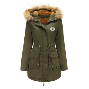 Women's Winter Corduroy <b>Fur</b> Hoody <b>Parka</b> Jacket with Pearls Waterproof & Durable Puffer Plus Size - Product Image 5