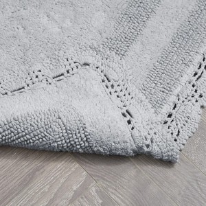 Gray Knitted Bath <b>Mats</b> Rectangle 2 Piece <b>Set</b> Non-Slip Rubber Backing Classic Style Home Use Cotton Material - Product Image 6