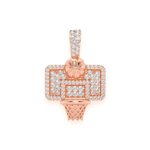 SHRAMAN DIAMOND Iced Out Baseball Hoop 14K <b>Solid</b> <b>Gold</b> Rose <b>Gold</b> Plated Natural Stone Customizable Unisex Gift sports jewelry - Product Image 1