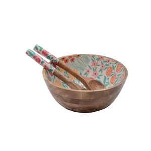 Tazón de madera para servir con diseño bohemio de paisley azul para servir comida, regalos, cocina, comedor y uso doméstico. - Product Image 5