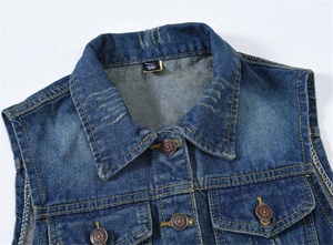 Double-Breasted Denim Waistcoat – Slim Fit Sleeveless Jean Vest for Smart-Casual Dressing - Product Image 3
