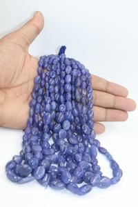 Perles ovales lisses en tanzanite véritable, pierres précieuses naturelles en gros, 8-12 mm, brin de 16 pouces, perles de pierre pour la fabrication de bijoux - Product Image 6