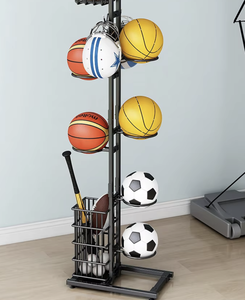 Estante Organizador de 4 Niveles para Balones Deportivos, Soporte de Piso para Baloncesto, Fútbol, Bádminton - Product Image 5