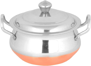 Stainless Steel Indian Serving Hand Copper Biottom Indian Dishes Serve Ware Kadai With Copper Bottom Wok <b>Cookware</b> Set of 3 Pcs - Product Image 5