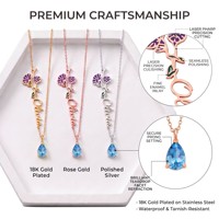 Collier personnalisé avec fleur du mois de naissance et pierre de naissance, plaqué or 18 carats, bijoux personnalisés, cadeau unique pour femmes
