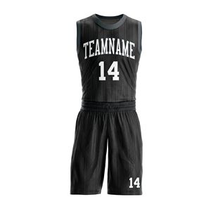 Uniforme de basketball respirant gris anthracite avec motif ondulé, entièrement sublimé, en tissu technique polyester pour homme - Product Image 4