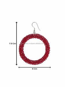 Boucles d'oreilles créoles classiques à paillettes unisexes, perles de rocaille et paillettes enveloppées, accessoires de fête à la mode taille personnalisée - Product Image 4