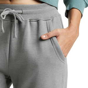 Pantalon de jogging pour femme en coton gris chiné de poids moyen, taille à cordon, vente en gros Europe, pour la détente - Product Image 4