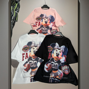 Nouveau T-shirt ample et court en coton 100 % pour femme, décontracté, respirant, anti-plis, à épaules tombantes, en tissu tricoté 220g - Product Image 2