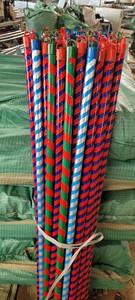 Colorful Striped Wooden Broom Handles 45in Long Lightweight Hard Bristles Home Floor Cleaning <b>Tools</b> Basic Style with <b>Hook</b> Top - Product Image 3