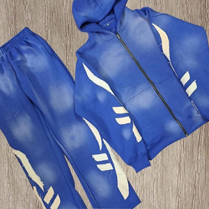 Conjunto Deportivo Glory Y2K Personalizado para Hombre, Sudadera con Capucha de Felpa Gruesa, Pantalones Deportivos con Corte Acampanado, Estilo Urbano con Pedrería - Product Image 2