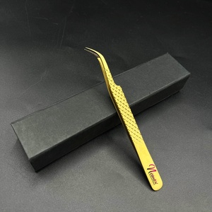 แหนบปลายโค้ง ต่อขนตา ชุบพลาสมา ชุบทอง คุณภาพพรีเมียม สแตนเลสเกรดผ่าตัด - Product Image 1