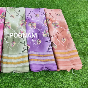 ชุดส่าหรีผ้าจอร์เจียกับเสื้อพิมพ์ลายเสื้อส่าหรีหรูหราทันสมัย - Product Image 1