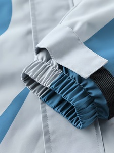 Men's Hooded <b>Waterproof</b> Vintage Quilted Windproof Sporty Racer <b>Jacket</b> Blue <b>White</b> Color Blocking Front Zipper Closure Canvas - Product Image 3
