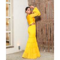 Combinaison jaune moutarde à sequins pour femme, taille XS, en tissu pur Chinnon, motif diamant à détection par aiguille, col asymétrique