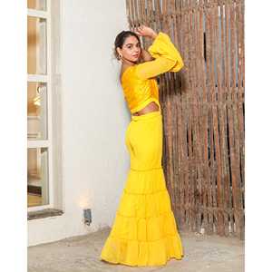 Combinaison jaune moutarde à paillettes taille XS en tissu de chiffon - Product Image 4