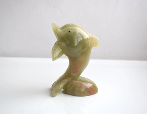 Estatua de Delfín de Ónix Verde Marrón, Figura de Piedra de Mármol, Gema de Cristal, Arte Elegante para Decoración del Hogar, Regalo Hecho a Mano para Sala de Estar - Product Image 1