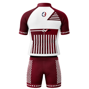 Burgundy White Custom <b>Cycling</b> Jersey <b>Shorts</b> Set <b>Short</b> Sleeve Full Zip Breathable <b>Padded</b> Bike Uniform Professional Racing Sports - Product Image 2