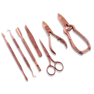 Ensemble professionnel de manucure et pédicure en PU/PVC noir et rouge, en acier inoxydable, kit de toilettage portable pour les soins des pieds des bébés - Product Image 4