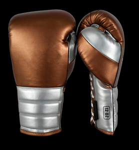 Guantes de Boxeo Profesionales DAWN FROCE FIGHT GEARS, Rojos, Azules y Plateados, con Cordones, 12 oz, Cuero Genuino, Absorben la Humedad, Muñequera Ajustable - Product Image 4