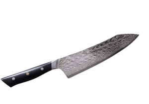 Couteaux de cuisine à manche noir avec lames argentées, bloc de rangement en bois brun et ciseaux pour la préparation culinaire quotidienne (hachage, découpe) - Product Image 3