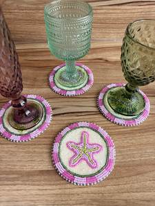 Sous-verre brodé coloré avec perles et points artistiques, fait main, pour la décoration intérieure moderne - Product Image 4