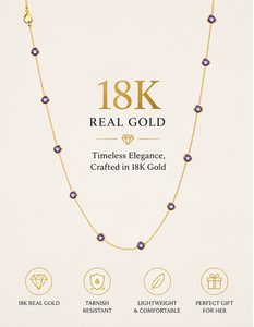 สร้อยคอทรงกลมประดับแทนซาไนต์สีม่วงน้ำเงินธรรมชาติในตัวเรือนทองคำแท้ 18K สีเหลือง – พลอยทรงกลมเจียระไนแบบมรกต - Product Image 5