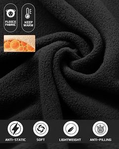 Black Men's Full Zip Fleece Jacket Stand Collar Polar Outerwear <b>Lightweight</b> Warm Casual Winter <b>Coat</b> - Product Image 2