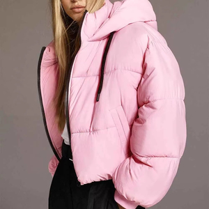 TALLIANS Custom OEM <b>Cropped</b> <b>Puffer</b> <b>Jacket</b> Women Customized Logo Waterproof Breathable Casual Winter Plain Dyed Canvas Pockets - Product Image 5