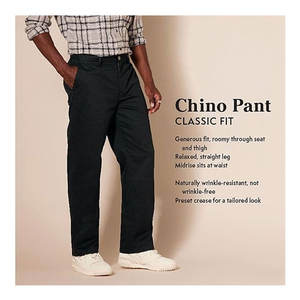 Pantalones Chinos de Corte Clásico para Hombre, Resistentes a las Arrugas, con Frente Plano, Cómodos, de Mezcla de Algodón, Casuales, para Oficina y Trabajo - Product Image 2