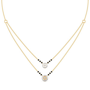 Collar Mangalsutra de Doble Capa y Doble Estación con Diamantes Geométricos - Product Image 1