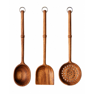 Juego de utensilios de cocina de madera natural de 5 piezas, cucharas y espátulas de madera antiadherentes para el hogar y restaurantes, resistentes al calor, venta al por mayor - Product Image 3