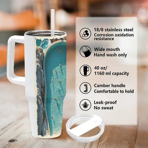 40oz Stainless Steel Tumbler With Straw <b>Large</b> Capacity Travel Mug For Outdoor Use - Product Image 5