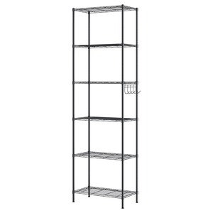 Étagère de cuisine en acier inoxydable noir à 6 niveaux, organiseur de rangement multi-étages pour assiettes, bols, casseroles, à prix bas. - Product Image 3