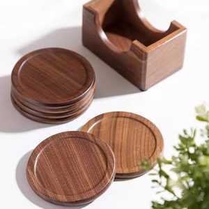 Sous-verres carrés en bois naturel et résine époxy de noyer, résistants à la chaleur, écologiques, finition imperméable, style Zen asiatique premium - Product Image 3