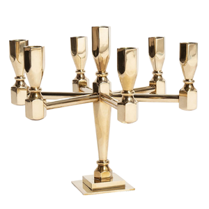 Porte-bougie à sept bras en laiton de haute qualité, style arabe vintage, avec finition polie, pour la décoration de table à la maison - Product Image 3