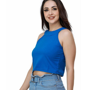 Nuevo diseño de estilo moderno, top corto de algodón y poliéster de secado rápido para mujer, top corto cómodo de manga corta para mujer - Product Image 3