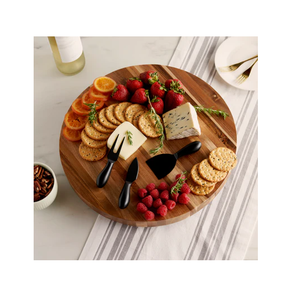 Plateau tournant rond en bois pour fromages et snacks – Vaisselle en bois de qualité supérieure - Product Image 6