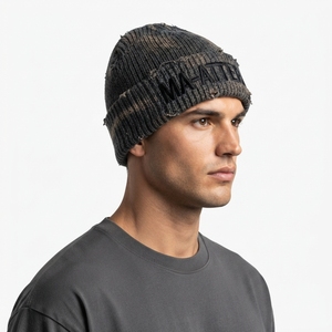 Custom Charcoal Gray Rib Knit Cuffed <b>Beanie</b> Hat Winter Warm <b>Skull</b> Cap With Embroidered Logo - Product Image 4