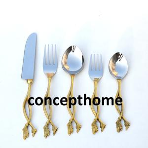 Ensemble de couverts en acier inoxydable de luxe moderne argenté et doré avec finition miroir pour la maison, les mariages, les hôtels et les restaurants - Product Image 5