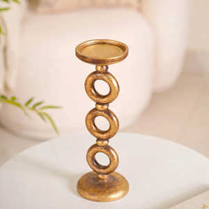 Ensemble de 2 bougeoirs de table en aluminium plaqué or, personnalisables pour la décoration de la maison et des mariages, écologiques et durables - Product Image 6