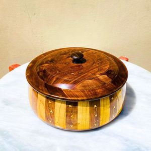 Table de salle à manger en bois, pot à roti fait main, porte-chapati indien, bois naturel, accessoire de vaisselle pour cuisine, restaurant, hôtel - Product Image 6