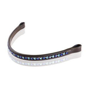 Brida de caballo de cuero de lujo hecha a mano con cristales elegantes y pedrería, estilo inglés, banda frontal personalizable en color y tamaño, Cob, totalmente personalizable. - Product Image 2