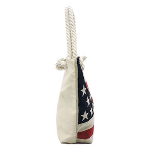 Club Hub Industries American Flag Tote <b>Bag</b> Stars Stripes Women <b>Beach</b> Rope Handle Genuine Leather Red White Blue <b>Large</b> Capacity - Product Image 5