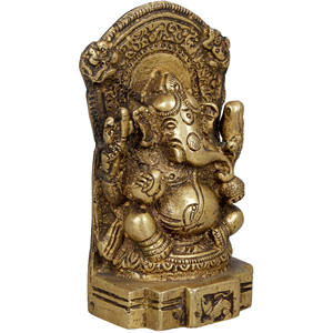 Statue Bhagawan Ganesha de 4 pouces faite à la main en laiton Sculpture de petite taille pour les cadeaux Fabriqué en Inde - Product Image 2